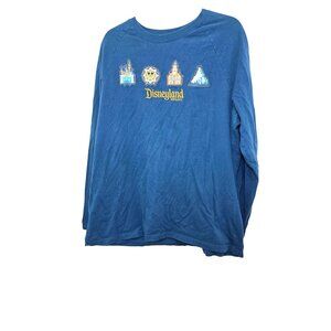 Disneyland Resort Blue Long Sleeve Shirt XL With Embroidered Park Icons